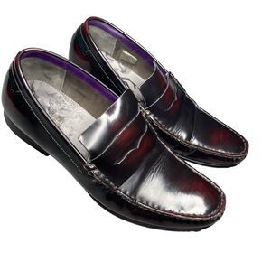 Ted Baker Leather Penny Loafers Polished Slip-On Oxblood Burgundy Men's US 11